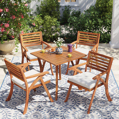 Hamlig Square 4 - Person 31.5" Long Dining Set with Cushions by Wildon Home