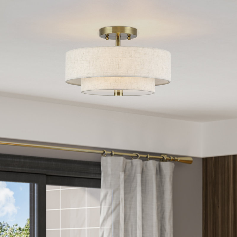 Acree 2 Light Antique Brass Medium Semi-flush, 8.25" H x 13" W x 13" D, 2 Lights