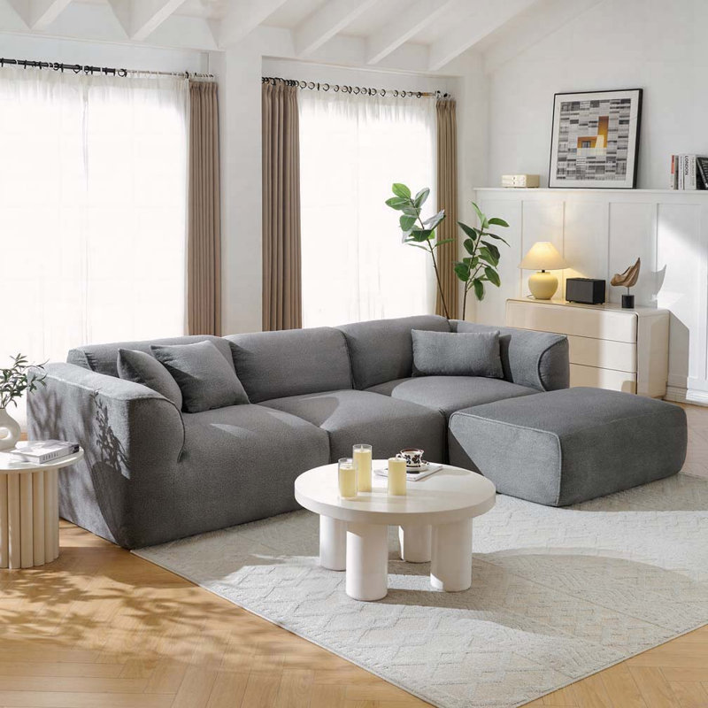 Canapé 122,1 "avec 3 coussins et repose-pieds, Gris