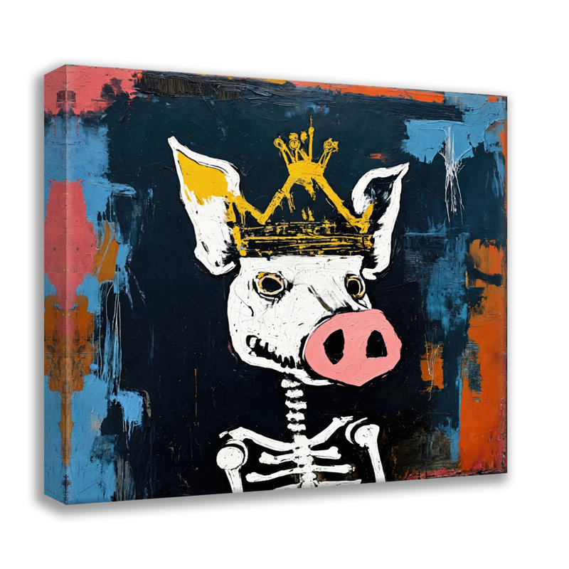 Cochon 2-Hommage-Basquiat, estampe numérique sur toile tendue avec châssis, H 24 po x l 24 po