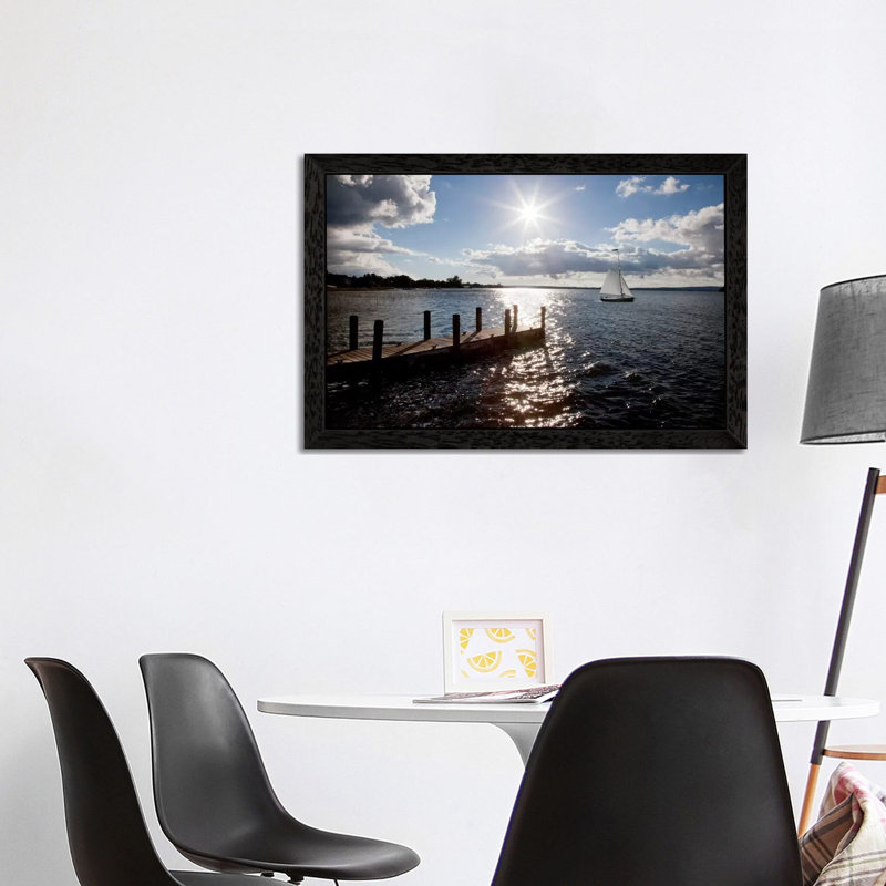 Sunrise At Crooked Lake Conway, Michigan '10 by Monte Nagler - Print on Canvas, Black Floater Framed, 101.6 cm H x 66.04 cm W