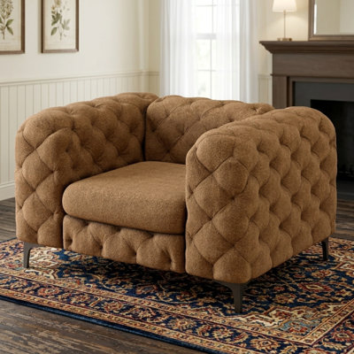 Fauteuil Chesterfield capitonné et rembourré en polyester