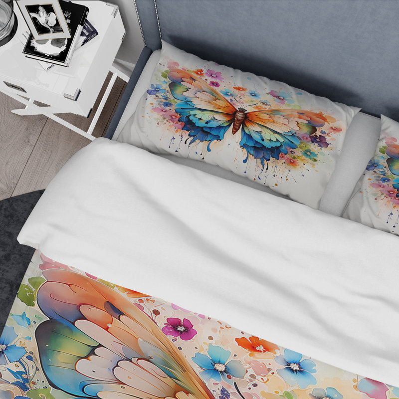 Ensemble de housse de couette Colorful Butterfly 2 - Insectes & Bugs, Housse de couette pour très grand lit