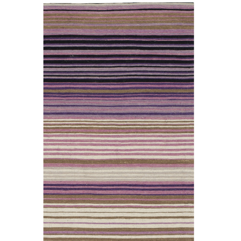 Cruz Hand Loomed Wool/Cotton Striped Rug in Lilac/White, Runner 2'3" x 8'