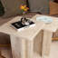 Modern Travertine Effect Square Nest of Tables, Set of 2 Faux Stone Side Tables