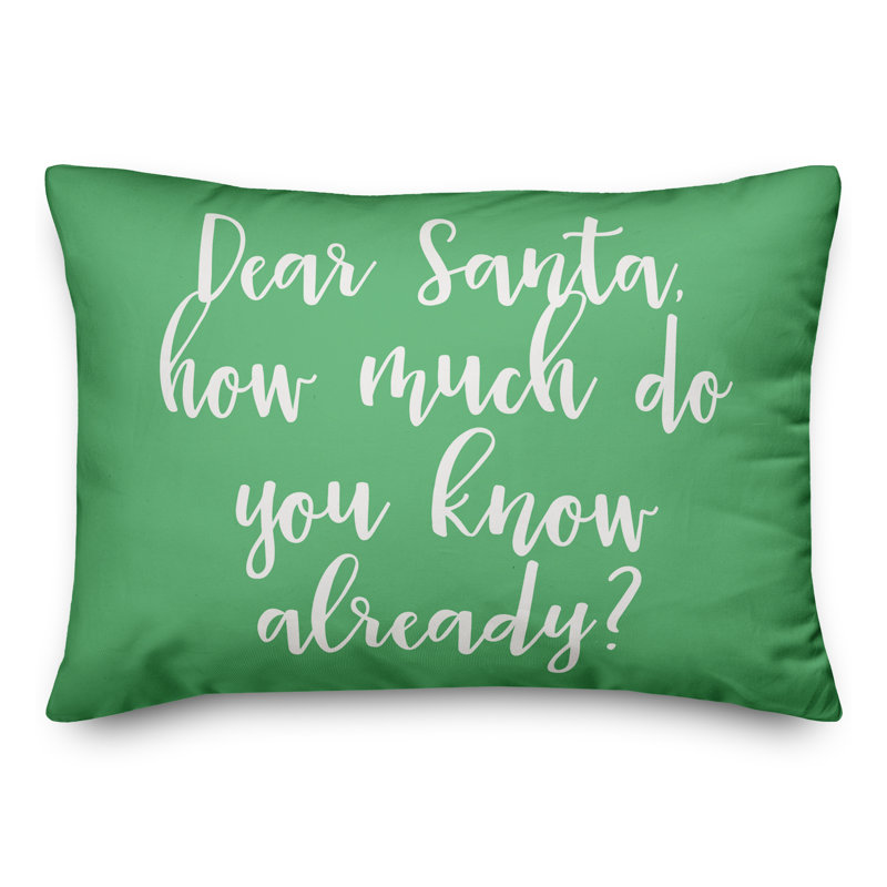  Dear Santa Lumbar Pillow, Light Green