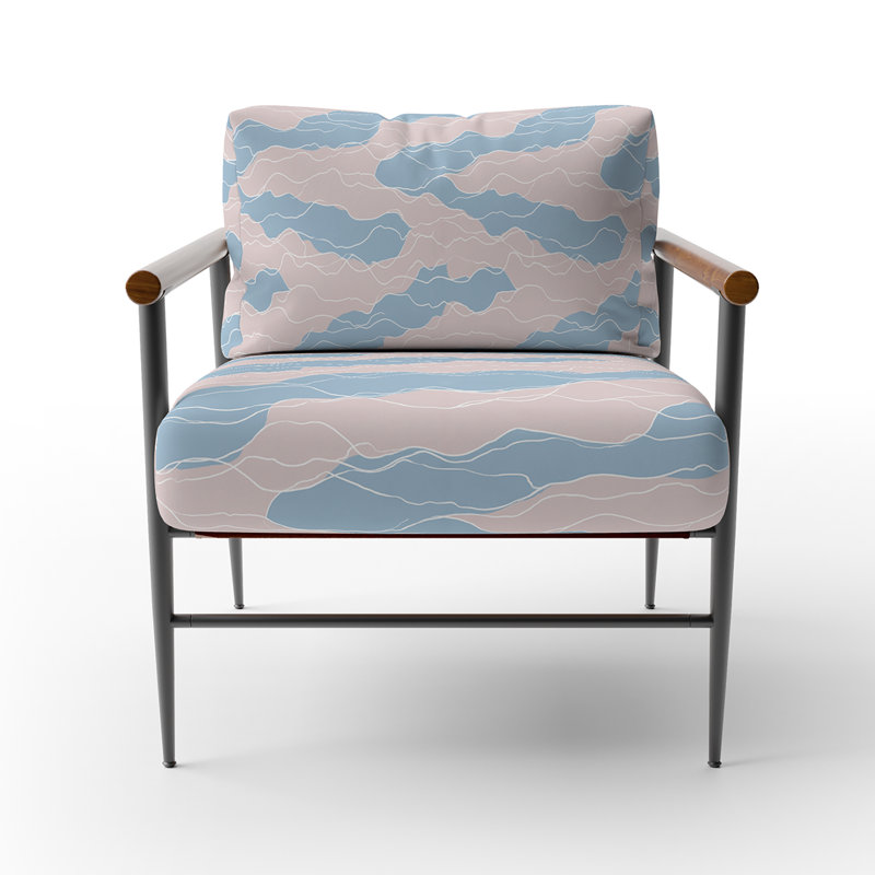 Chaise d'appoint abstraite - fauteuil Coastline, Bras ronds bruns