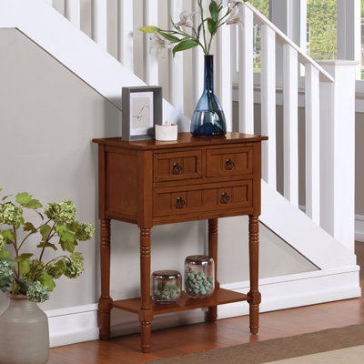 Meayki 3 Drawers Console Table with Solid Wood Legs