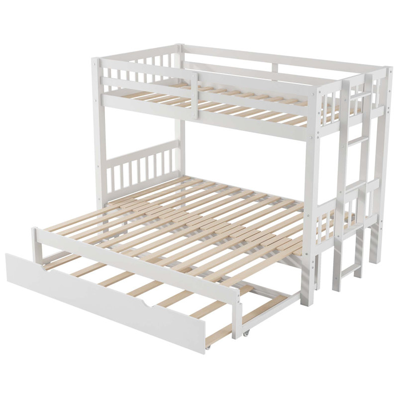 Lit superposé simple au-dessus d'un lit gigogne, Blanc