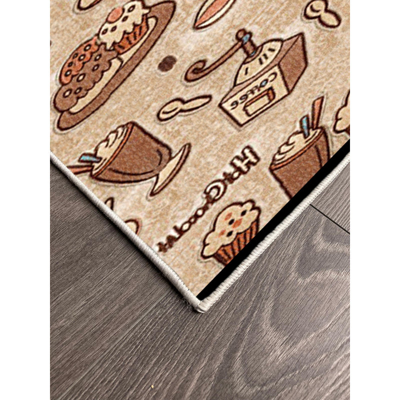 Tapis brun en coton à imprimé cachemire Jasmyn, Rectangle 6 pi 7 po x 11 pi 6 po