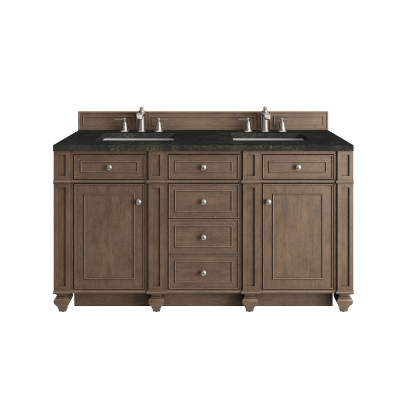 Bristol 60'' W Double Vanity, Whitewashed Walnut, 8" Widespread, Phantome Eclos