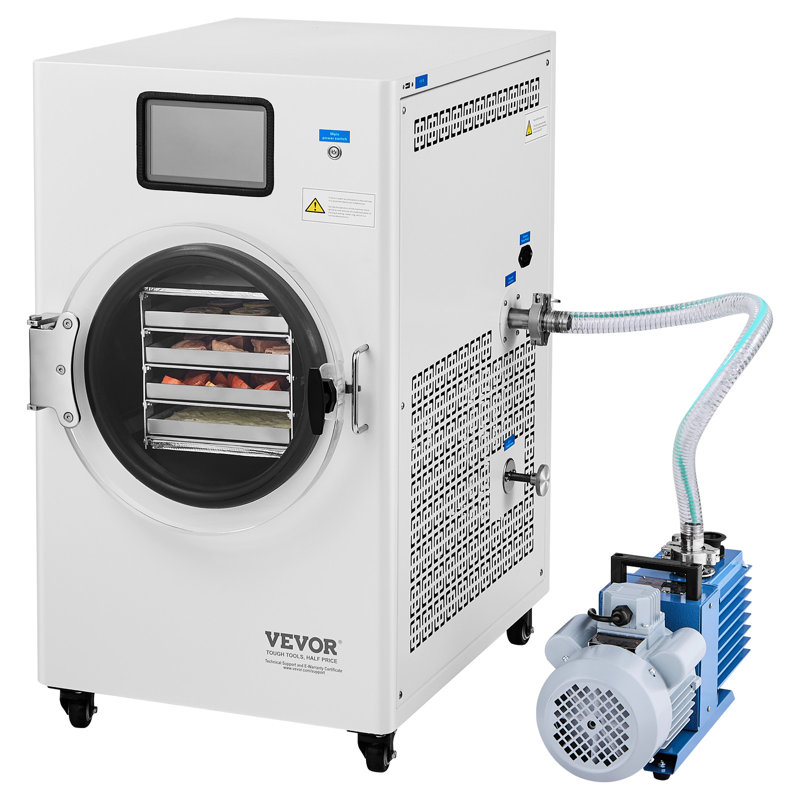 Vacuum Freeze Dryer 4-Layer Fruit Vegetable Freeze Drying Machine w/ Pump, White