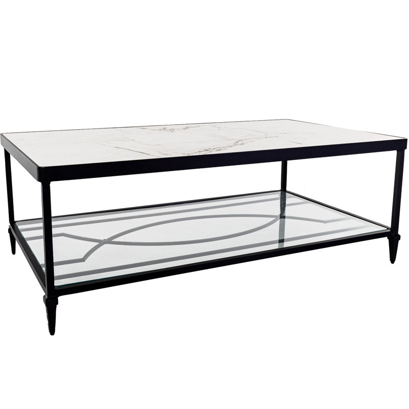 Kensington Outdoor Rectangle Coffee Table, Pallazo White, Carbon Black