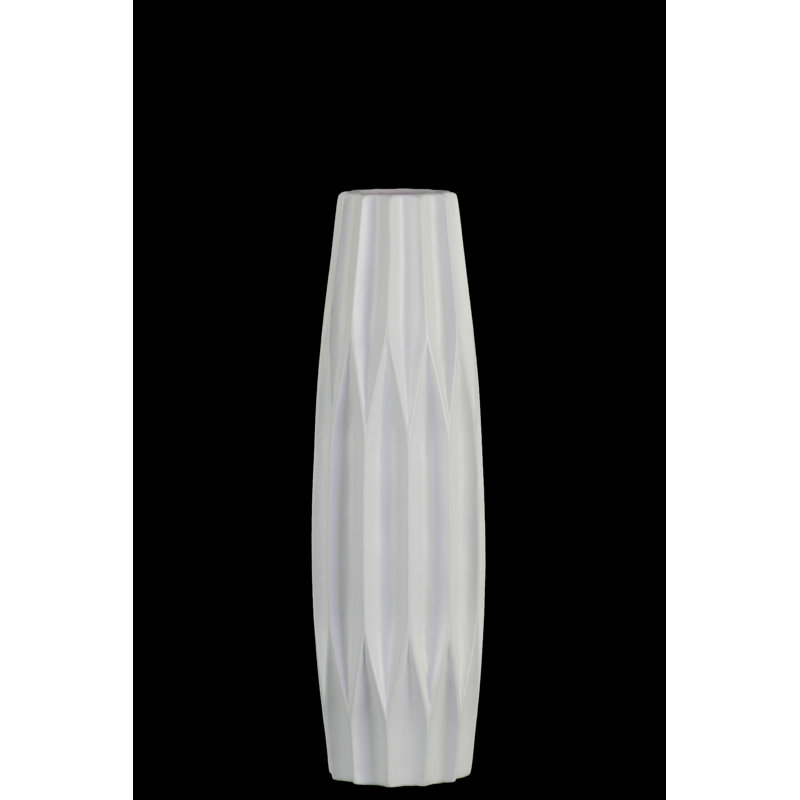 Vase de plancher d’intérieur en céramique merrionette, H 18 po x l 5,25 po x P 5,25 po, Blanc