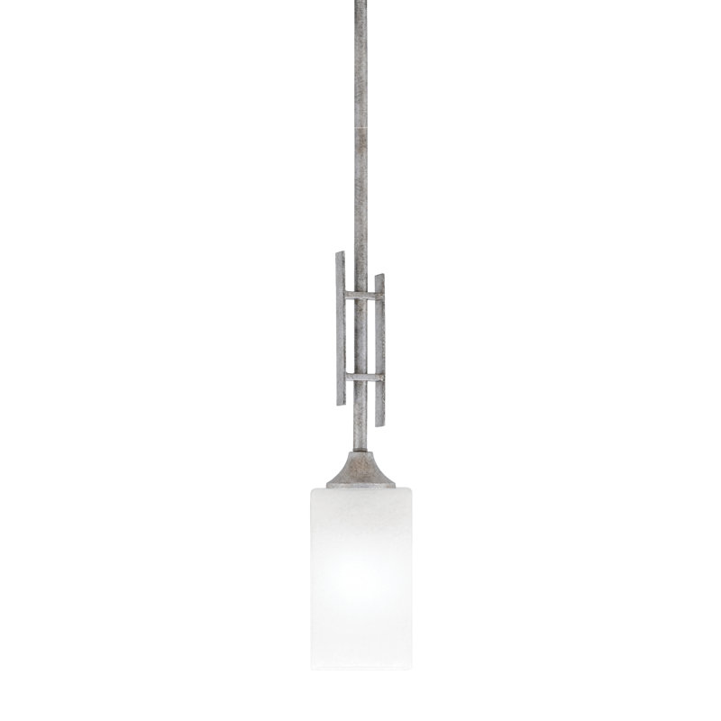 Uptowne Stem Hung Mini Pendant With 3.5" Glass, Square White