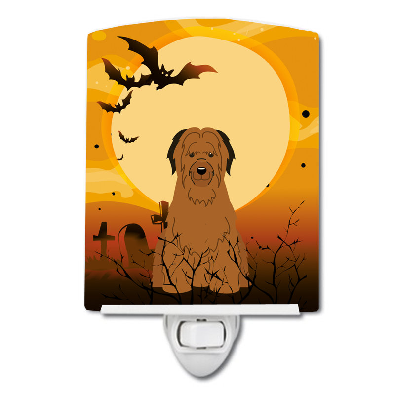 Éclairage de nuit en céramique halloween basset hound, Berger de Brie brun