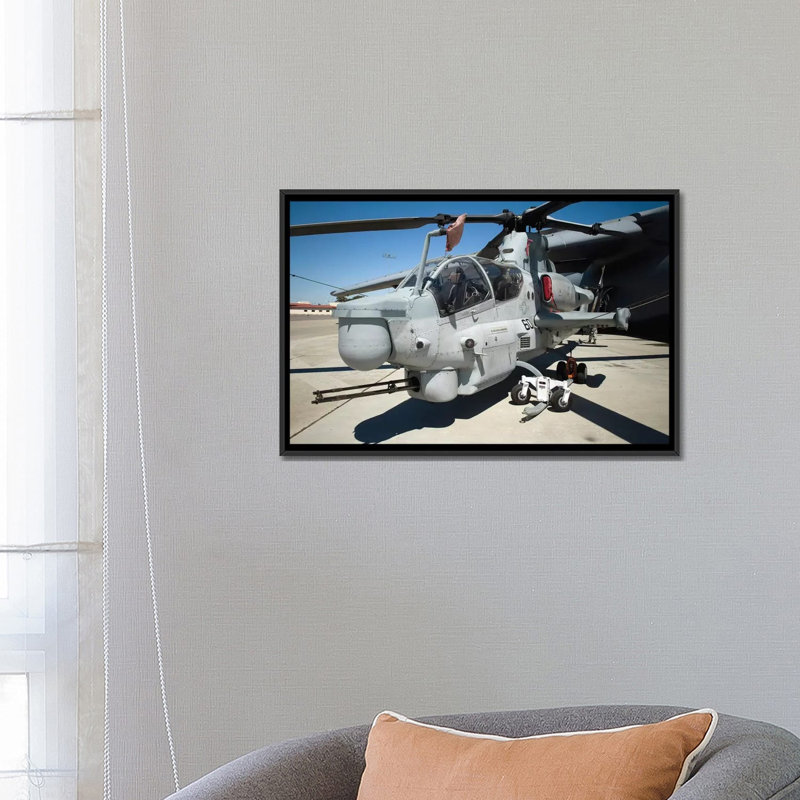 " AH-1Z Super Cobra Attack Helicopter " by Stocktrek Images, 18" H x 26" W x 1.5" D, Black Framed Canvas, No Mat