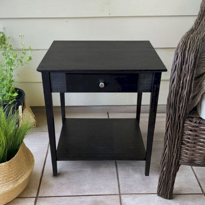 Table de bout en bois massif avec rangement Amreece