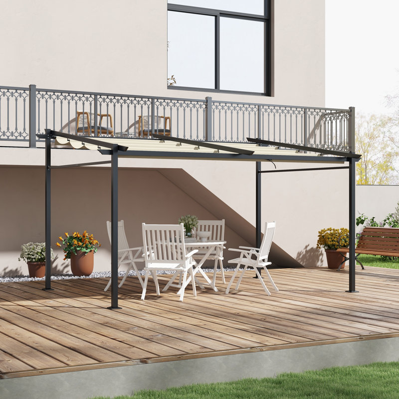 13 pi. L 10 pi. D Pergola en acier avec auvent