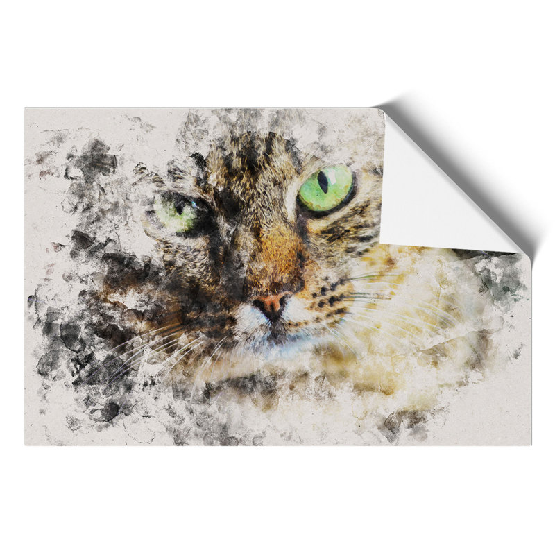 Portrait of a Cat Watercolour - Frameless Print, 30cm H x 42cm W x 0.1cm D