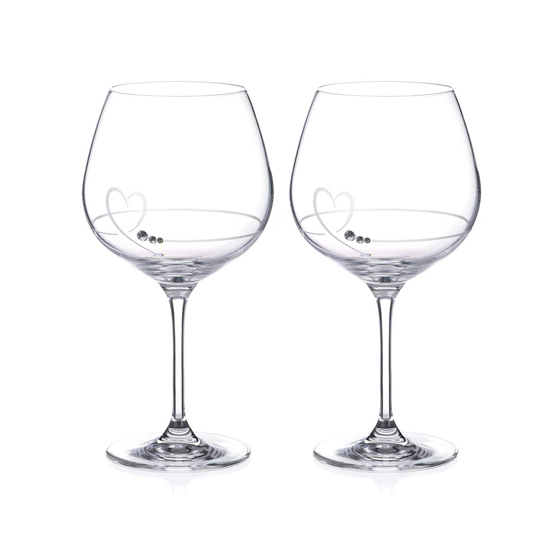 A Pair of Petit Valentine Heart with Swarovski Crystals 610ml Drinking Glass