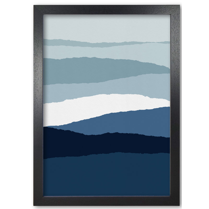 Blue Abstract II - Print, 42 cm H x 30 cm W x 5 cm D, Black Grain Frame