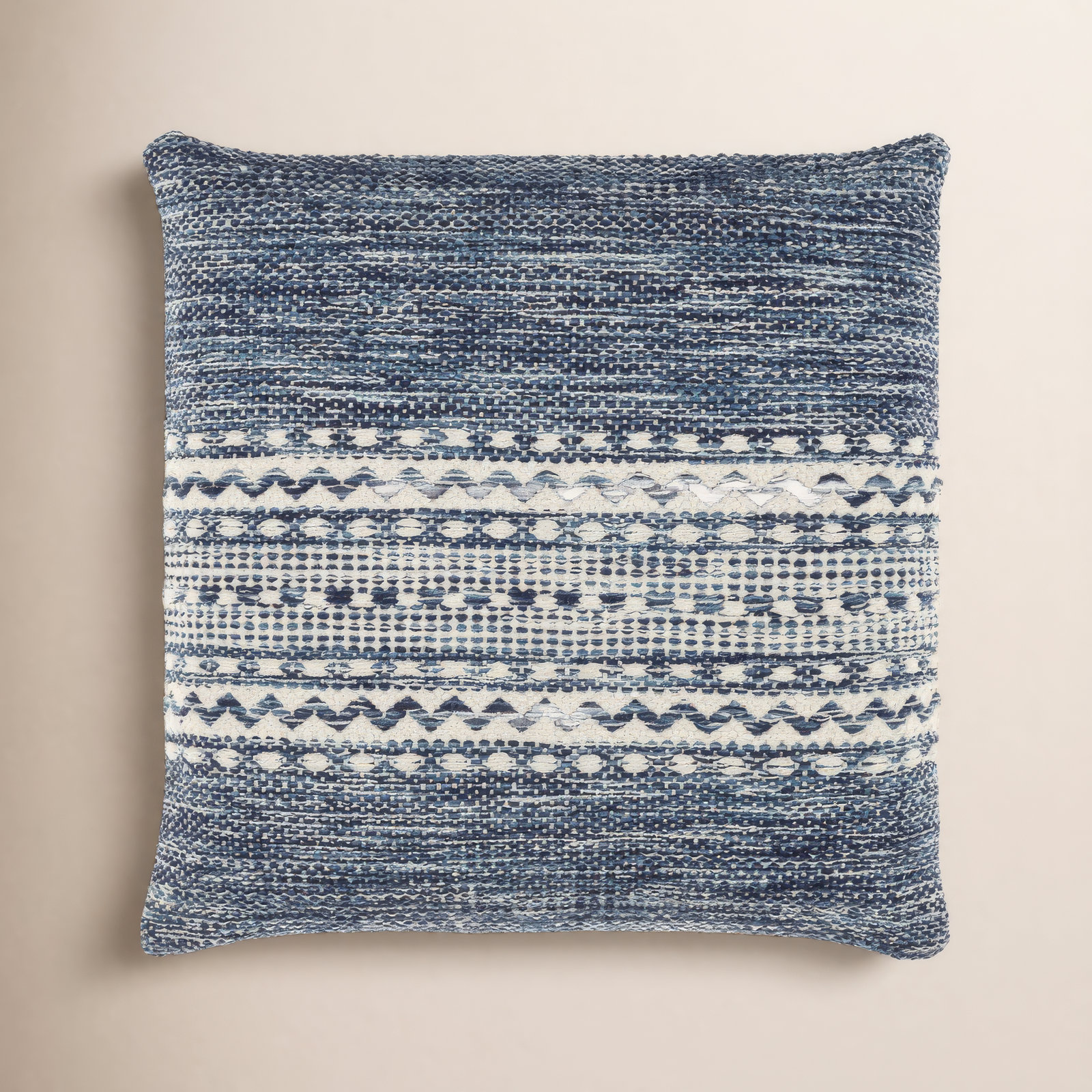 Julian Geometric Cotton Throw Pillow, Navy, Down, 20" x 20"