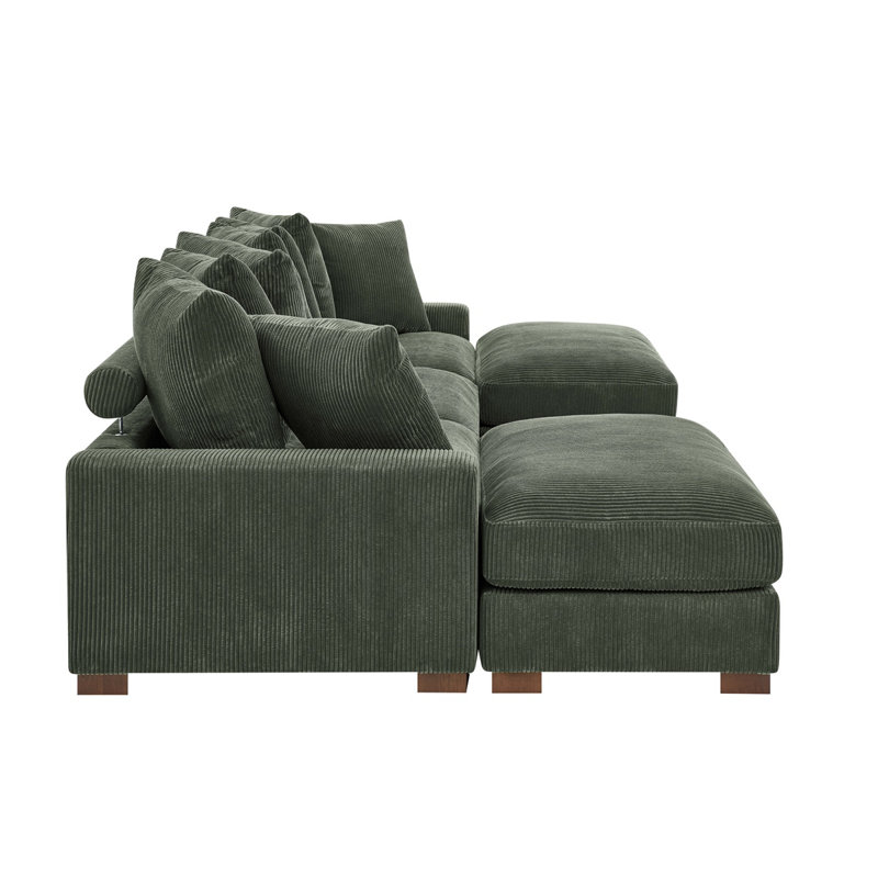 Canapé modulaire réversible Ashira, Vert mousse discret