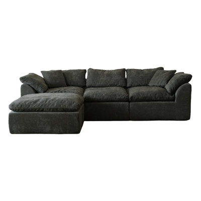 Canapé modulaire en forme de L de 109 po avec siège à dossier profond en forme de L avec repose-pieds mobile de 109 po et canapé compressible surdimensionné pour le salon