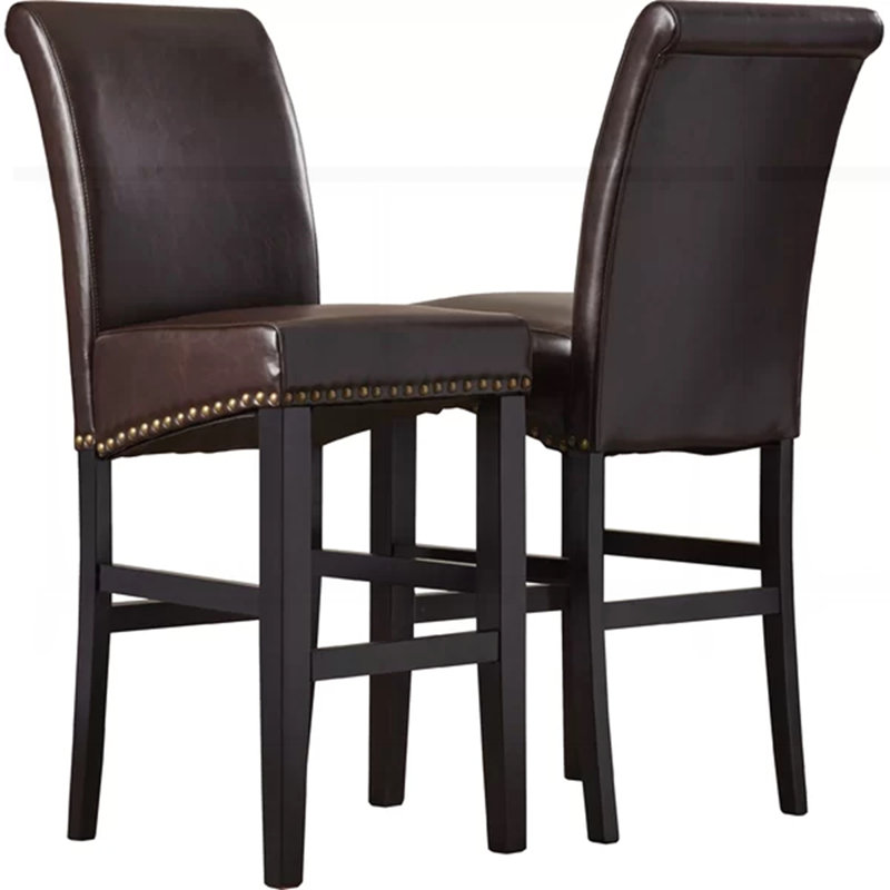 Upholstered Counter Stool with Solid Wood Frame