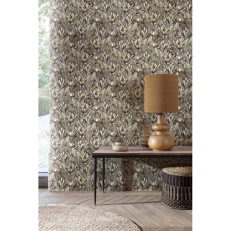 Double rouleau floral myrène, Beige/bleu