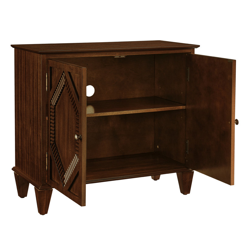 Buffet rétro 33,6 po en noyer, armoire à vin avec tablette ajustable - surface lisse, assemblage facile et symétrique pour différentes pièces Élégant grain de bois, nécessitant peu d'entretien