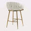 Ensemble de 2 tabourets de bar à hauteur de comptoir, tabouret de bar en velours pour îlot de cuisine avec dossier ondulé à la main, base chromée dorée et repose-pieds-117863223