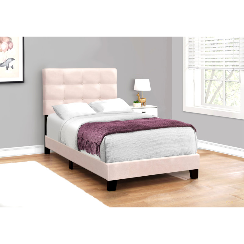 Lit, taille simple, tapissier, chambre à coucher, cadre seulement, jeunesse, adolescent, juvénile, transitionnel, Rose