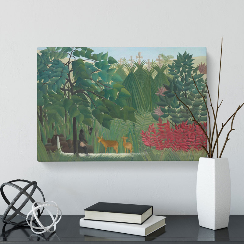 Two Deer by Henri Rousseau - Wrapped Canvas Painting, 40cm H x 60cm W x 3cm D