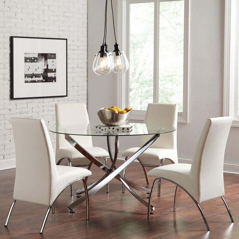 Kilburn 5 - Piece Dining Set in White and Silver