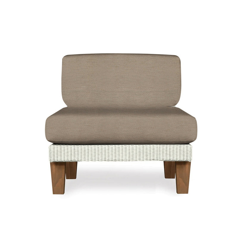Catalina Outdoor Teak Lounge Chair, Remy Pebble, Ivory