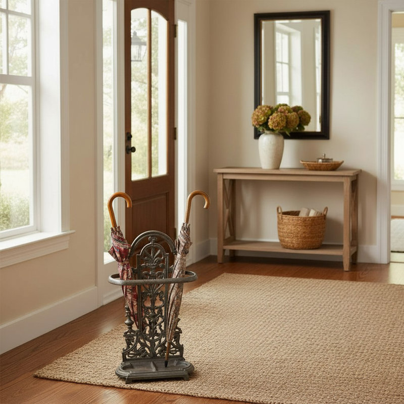 70cm H Cast Iron Umbrella Holder - Hand Finished Antique Style Freestanding Stand for Hallway & Entryway Storage