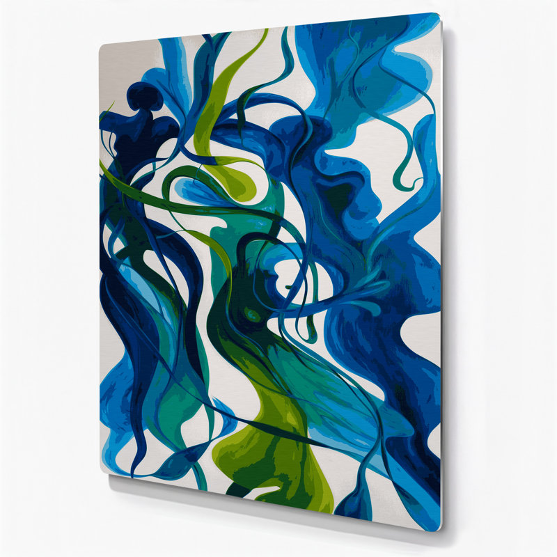 Art mural abstrait en métal bleu 71, H 20 po x l 24 po