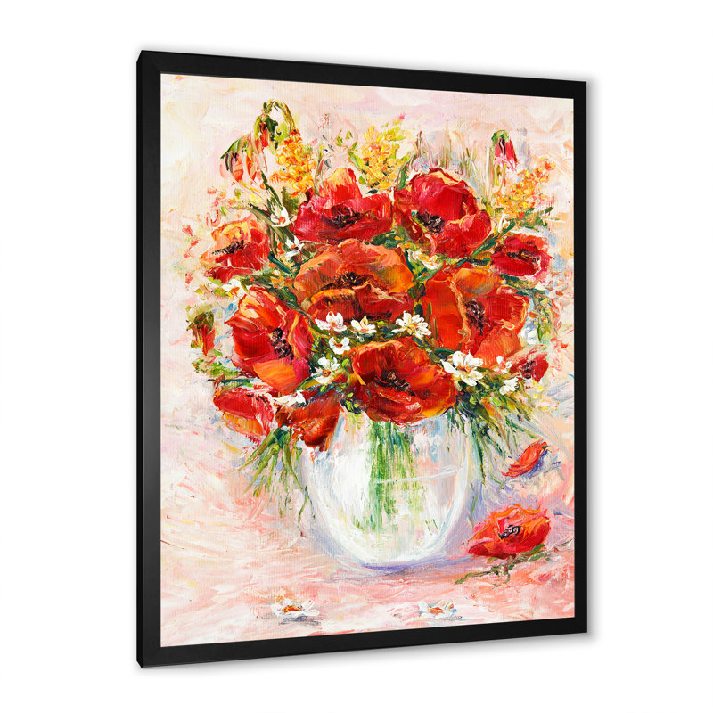 Red Spring Floral, peinture - sur, Cadre photo noir, H 20 po x l 12 po x P 1 po