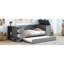 Lit de jour simple gris avec rangement pour papeterie, lit gigogne - Structure fonctionnelle en bois-1116205603