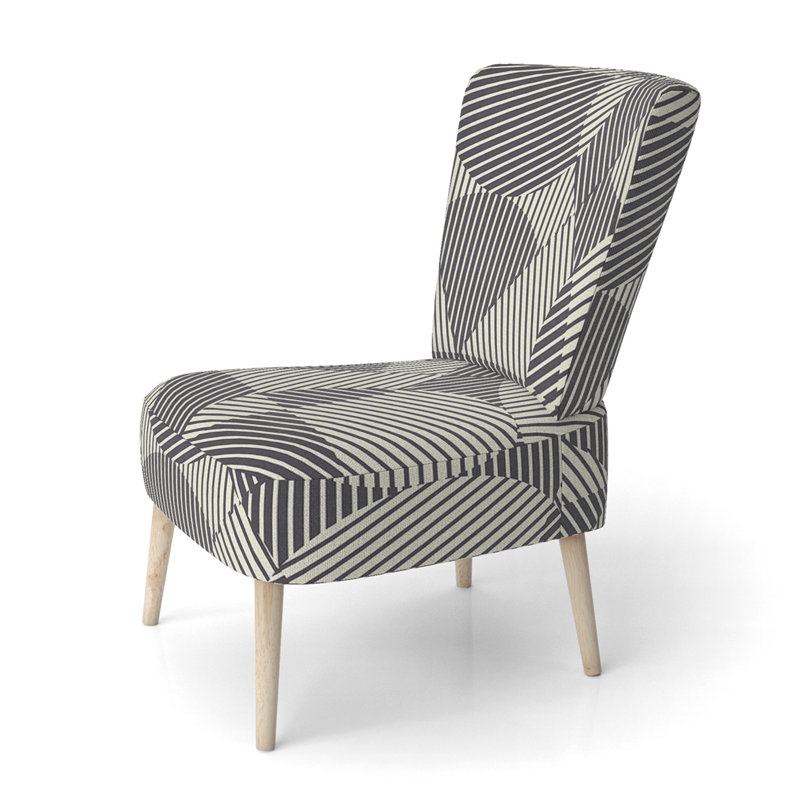 Chaise d'appoint rembourrée à motifs gris et crème