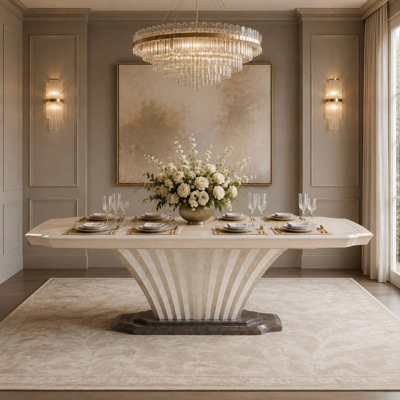 Fantosini Pedestal Dining Table - Silver Mist