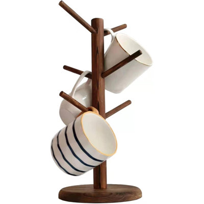 Wood Mug Rack For Counter,Coffee Bar
