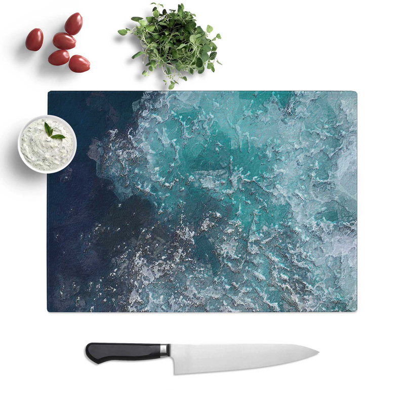 Glass Marbled Waters Chopping Board, 28.5 cm W x 20 cm L
