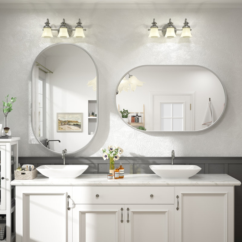Miroir mural Amara, 40 po x 24 po, Argent brossé