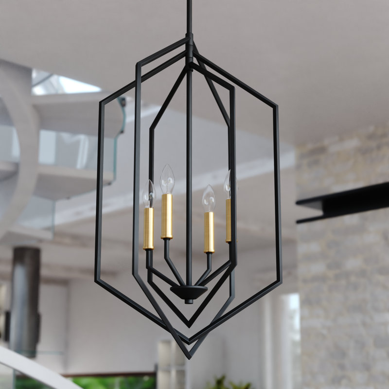 Luminaire suspendu géométrique cage 4 lumières Chula