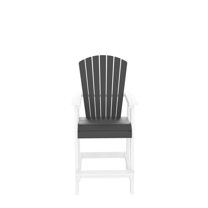 Paire de chaises de patio et tabouret de bar - Haut avec dossier haut en blanc et gris pour les tabourets d'extérieur et le jardin