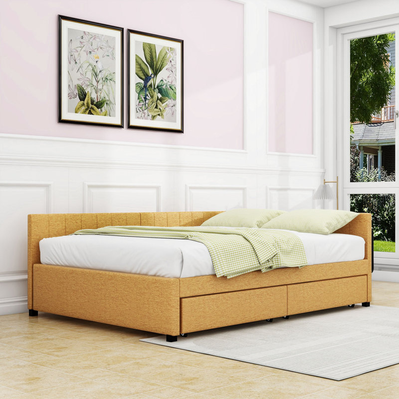 Full / Double Daybed With Two Drawers, Yellow