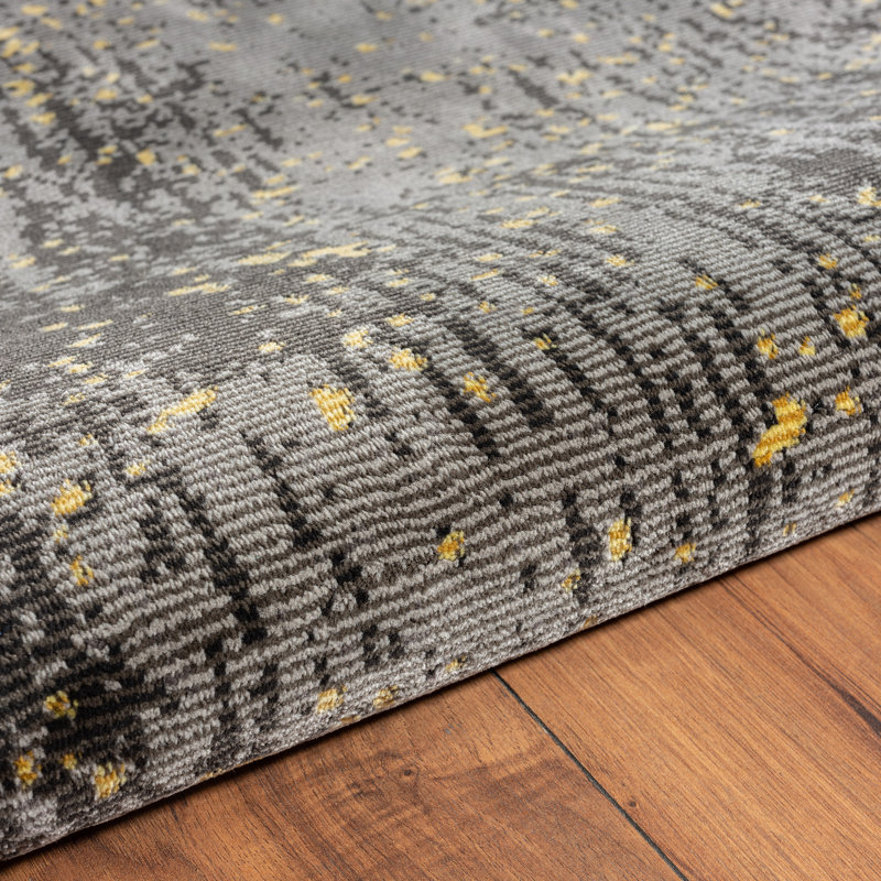 Tapis brun / gris / jaune, Rectangle 5 pi x 7 pi 6 po
